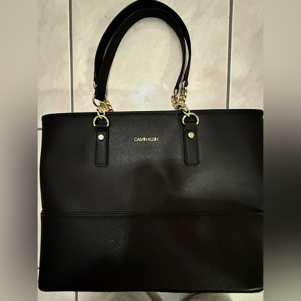 Calvin Klein Black Tote with Gold Details